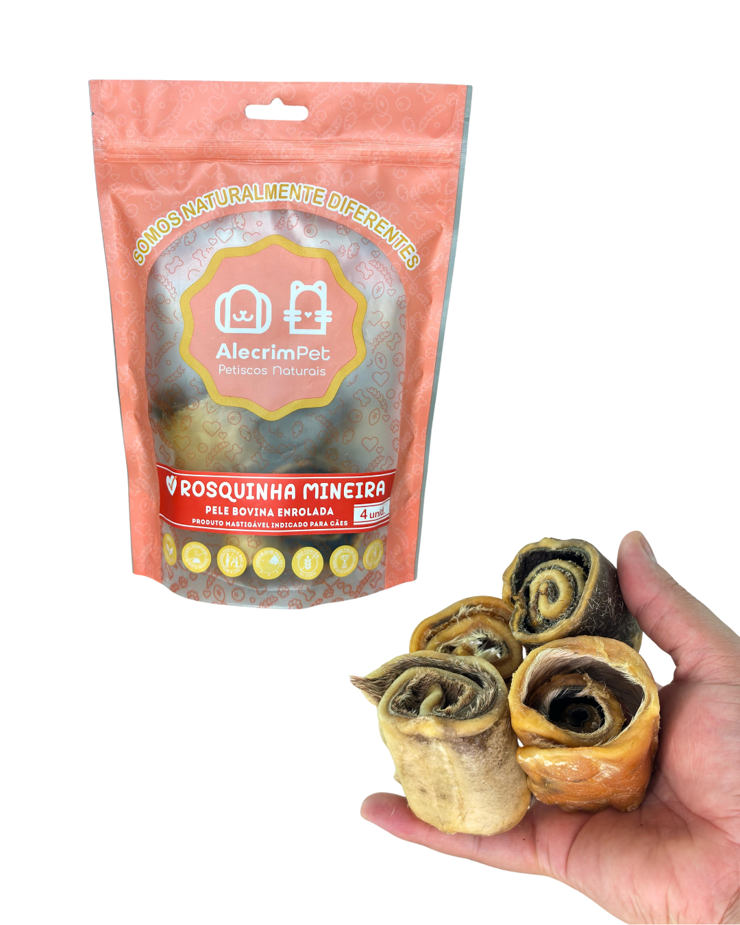 Rosquinha Mineira / Pele bovina enrolada em rodela - Alecrim Pet